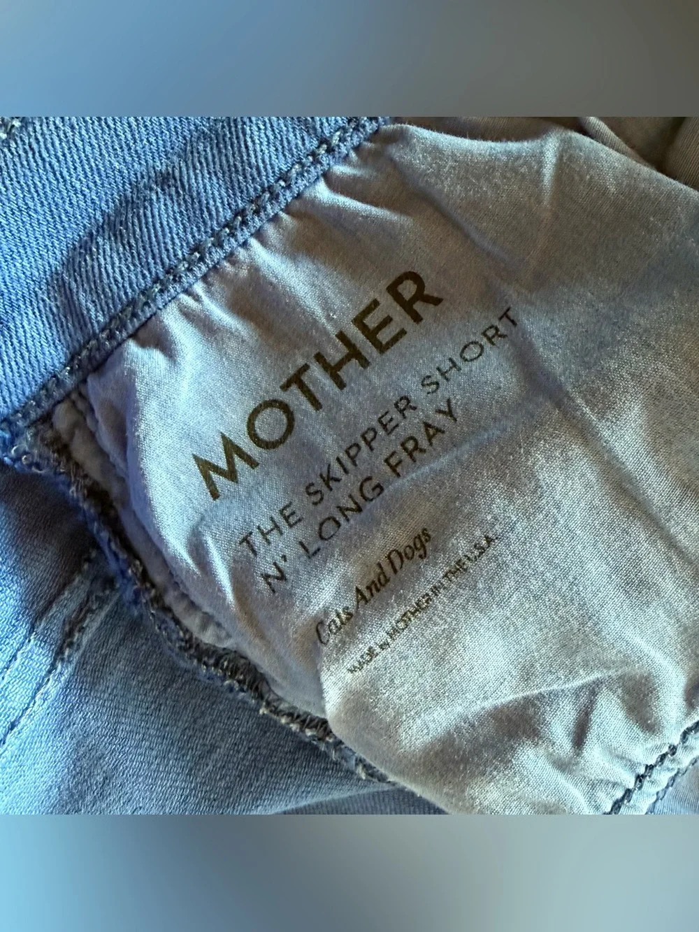 Mother Denim The Skipper Short N’ Long Fray 33 Cats And Dogs Victoria Blue $198